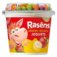 Yoghurt RASENS strawberry-banana with chocolate candies 4%