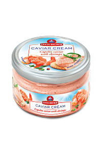 Delicacy capelin caviar with shrimp