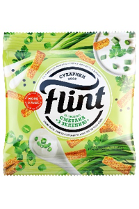 Wheat rusks with sour cream and greenery