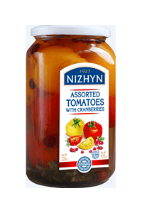 Tomatoes, pickled, yellow and red NIZHYN with cranberries,