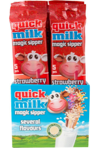 Straws for milk with strawberry flavour